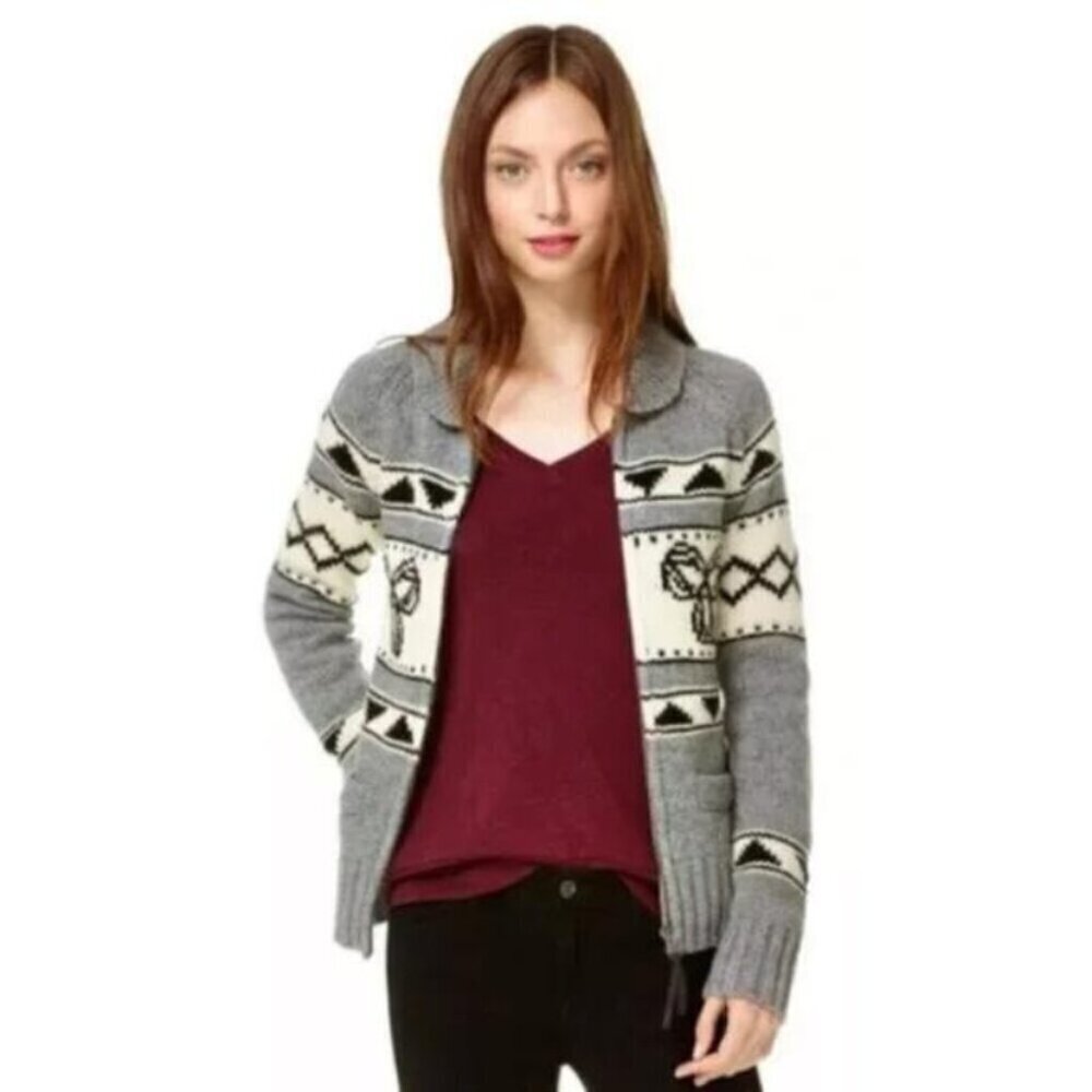 Aritzia Womens Size Xlarge TNA Sea to  Sky 100% Lambswool Zip Up Sweater